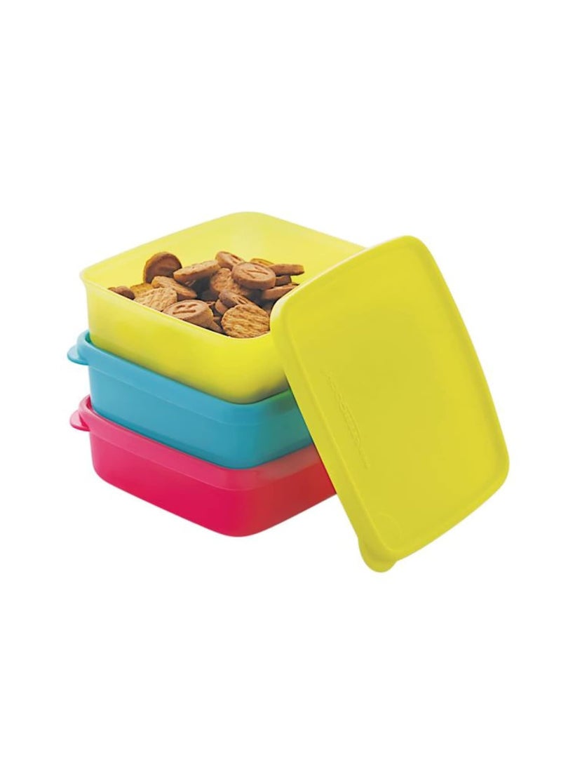 Pass Pass pass pass PASSPASS Square Plastic Multicolor Lunch Box, Tiffin Box Set (3)  - Image 1