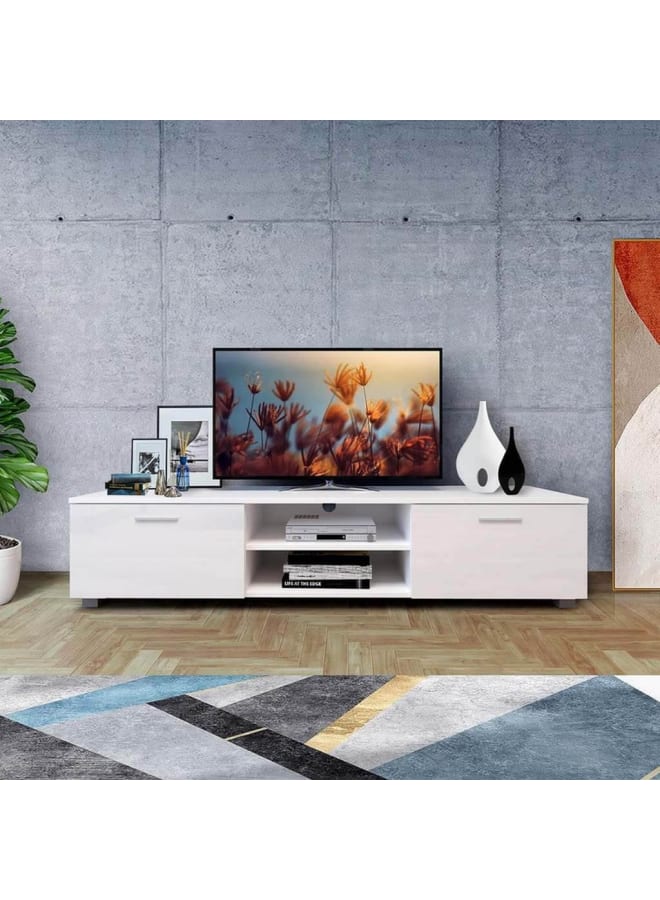 Joints White TV Stand – Engineered Wood Wood – 172×39×33 cm – Modern Minimalist Design - Image 1