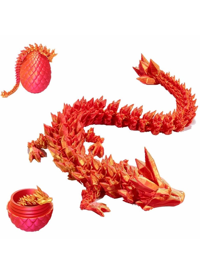 3D Printed Dragon Eggs with Dragon Inside, Articulated Crystal Dragon in Egg, Executive Dragon Fidget Desk Toys for Gifts, Home Office Decor (Red)  - Image 1