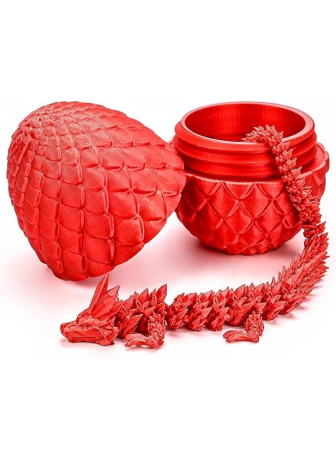 3D Printed Dragon Eggs with Dragon Inside, Articulated Crystal Dragon in Egg, Executive Dragon Fidget Desk Toys for Gifts, Home Office Decor (Red)  - Image 5