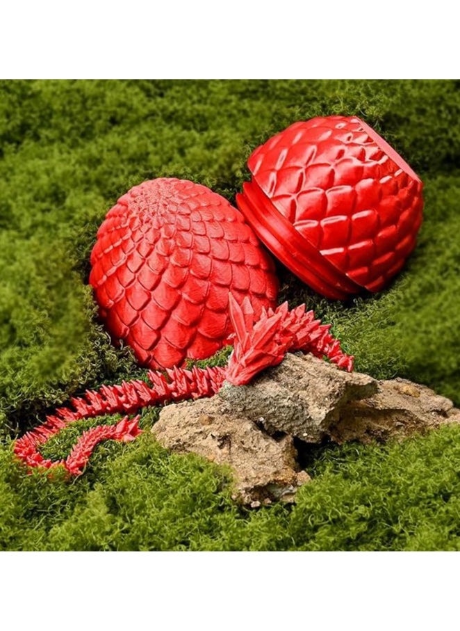 3D Printed Dragon Eggs with Dragon Inside, Articulated Crystal Dragon in Egg, Executive Dragon Fidget Desk Toys for Gifts, Home Office Decor (Red)  - Image 4