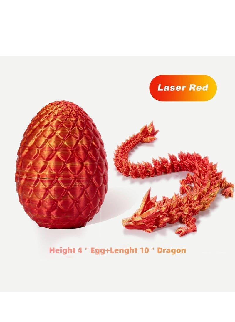 3D Printed Dragon Eggs with Dragon Inside, Articulated Crystal Dragon in Egg, Executive Dragon Fidget Desk Toys for Gifts, Home Office Decor (Red)  - Image 3