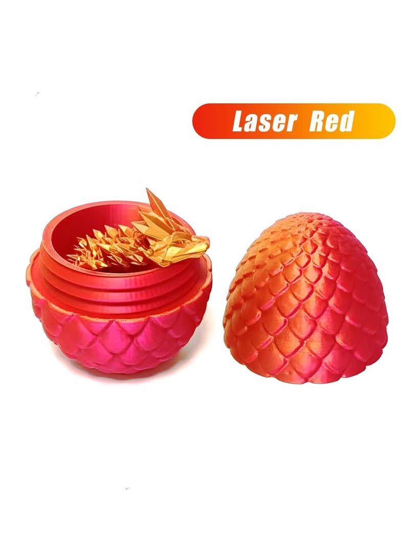 3D Printed Dragon Eggs with Dragon Inside, Articulated Crystal Dragon in Egg, Executive Dragon Fidget Desk Toys for Gifts, Home Office Decor (Red)  - Image 2