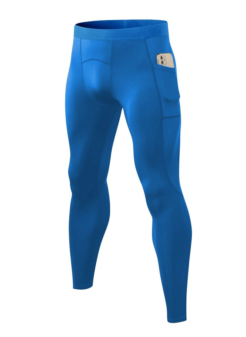 Loquat Men Quick Dry Breathable Elastic Running Trousers Blue  - Image 1