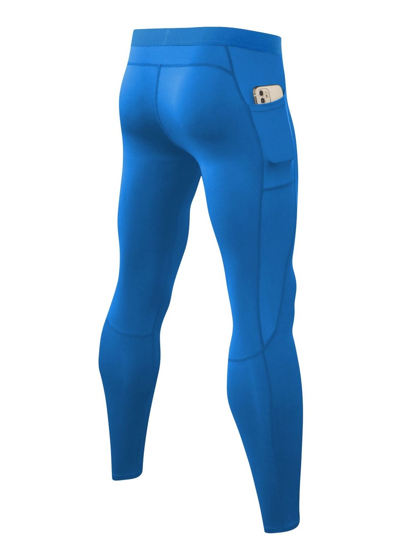 Loquat Men Quick Dry Breathable Elastic Running Trousers Blue  - Image 2