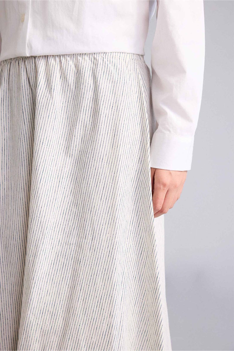 DeFacto White Woman A Cut Striped Linen Skirt Casual - Image 5