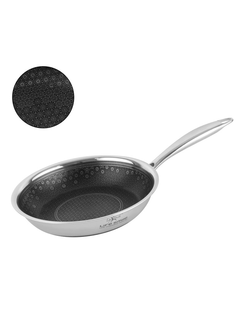 Life Smile Lifesmile 20cm Hybrid Stainless Steel Fry Pan (1L) | Non-Stick Interlocking Pattern | Induction Compatible - Image 1