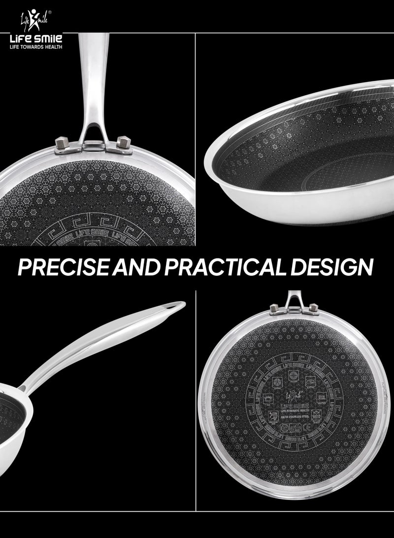 Life Smile Lifesmile 20cm Hybrid Stainless Steel Fry Pan (1L) | Non-Stick Interlocking Pattern | Induction Compatible - Image 5