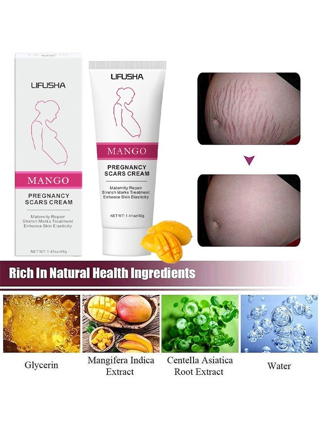 LIFUSHA - Mango Stretch Marks and Scar Cream Stretch Marks and Scar Removal Cream for Pregnancy Stretch Marks Scar Belly Creams for Wrinkles Obesity Stretch Mark Moisturizing Remove Marks 40g - Image 1
