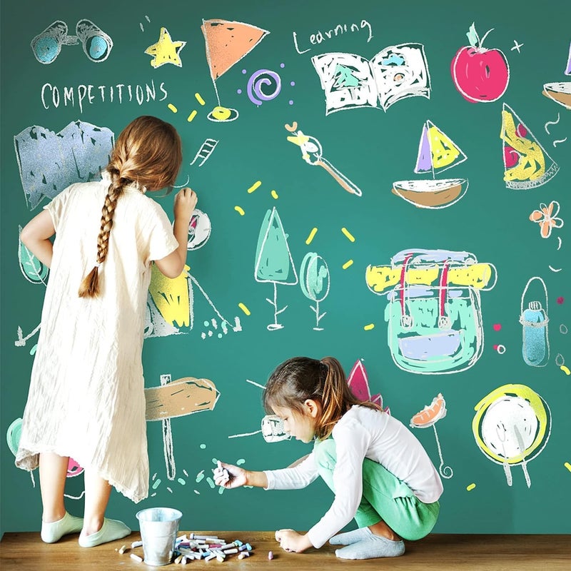 Removable Chalkboard Contact Paper, Self-Adhesive Vinyl Roll, Waterproof, Chalks Included, Suitable for Home, School Office, Wall Decoration, Kitchen (Green) - Image 3