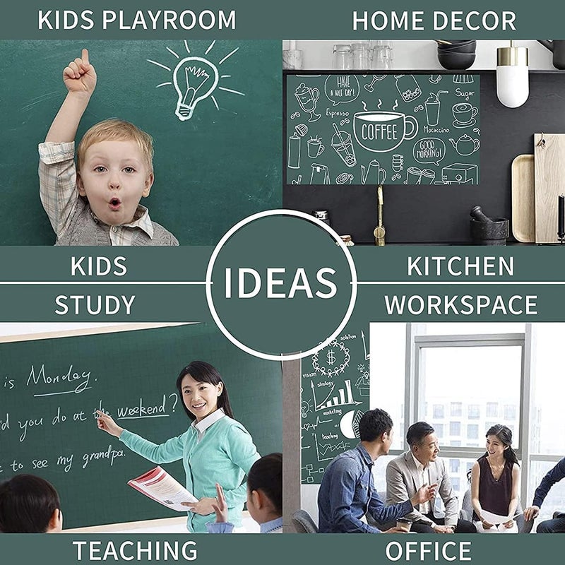 Removable Chalkboard Contact Paper, Self-Adhesive Vinyl Roll, Waterproof, Chalks Included, Suitable for Home, School Office, Wall Decoration, Kitchen (Green) - Image 2