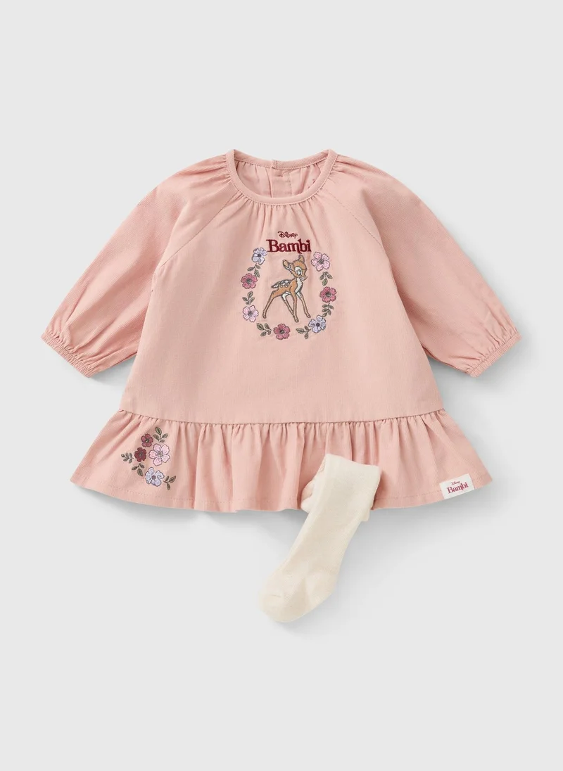 ماتلان Baby Disney Bambi Pink Dress & Tights Set