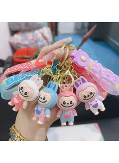 GMORO 6pcs Labubu Pendant Keychain Cute Mini Labubu Keychain The Monsters Keychain Cartoon Keychain Creative Animal Key Chain for Women Car Keys Bag Barb Keychain Gifts for Best Friends  - Image 2
