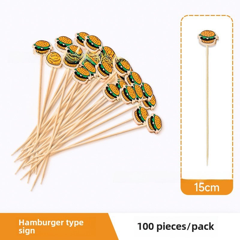 Disposable Bamboo Skewers Artistic Mini Candy Hamburg 15CM 