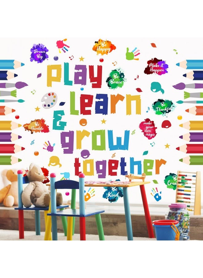 Leinuosen Kids Wall Decals Classroom Decals Colorful Inspirational Wall Decals Daycare Decals Playroom Wall Decor Motivational Wall Positive Saying Sticker Splatter Wall Sticker (Play Learn)  - Image 1