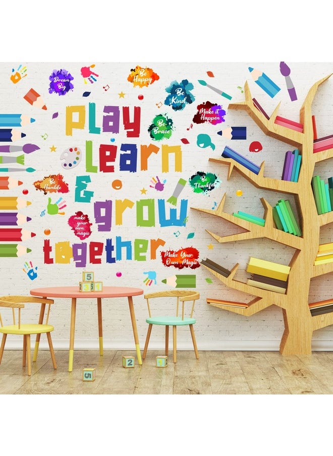 Leinuosen Kids Wall Decals Classroom Decals Colorful Inspirational Wall Decals Daycare Decals Playroom Wall Decor Motivational Wall Positive Saying Sticker Splatter Wall Sticker (Play Learn)  - Image 4