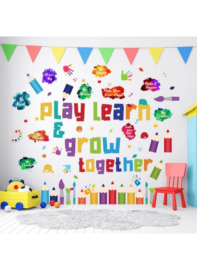 Leinuosen Kids Wall Decals Classroom Decals Colorful Inspirational Wall Decals Daycare Decals Playroom Wall Decor Motivational Wall Positive Saying Sticker Splatter Wall Sticker (Play Learn)  - Image 2