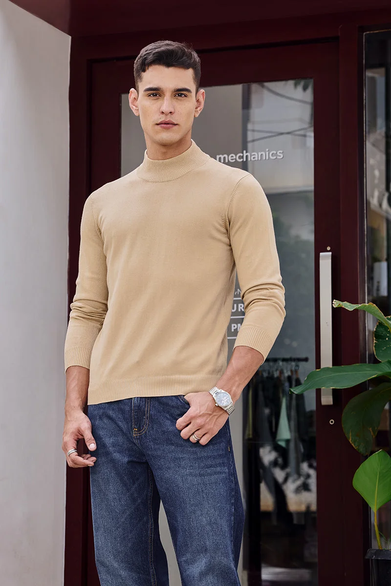 SNITCH Core Lab Beige Mockneck Sweater