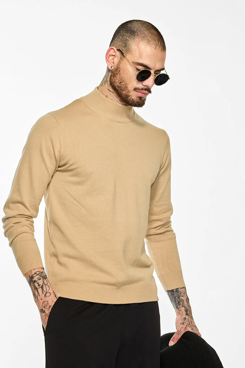SNITCH Core Lab Beige Mockneck Sweater