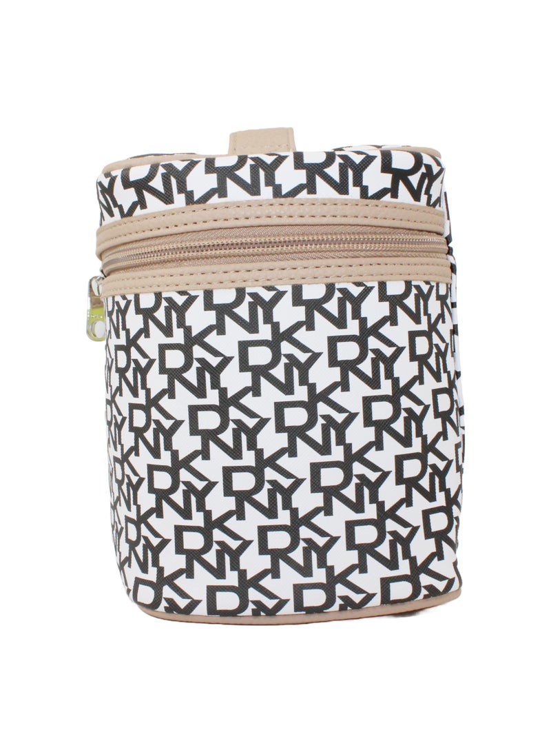 دكني حقيبة مكياج دي كيه إن واي مخططة بتصميم أصلي للسفر، حقيبة مكياج صغيرة خفيفة الوزن للتخزين، حقيبة مستحضرات تجميل للسفر - Image 3