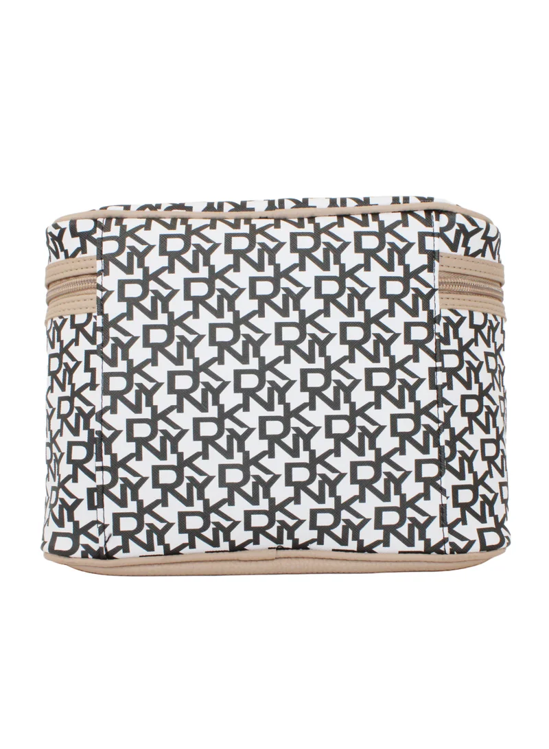 DKNY DKNY Signature Stripe Original Train Cosmetic Bag, Travel Make up Bag Small, Small Lightweight Cosmetic Bag Storage Bag, Small Makeup Bag, Travel Toiletry Bag