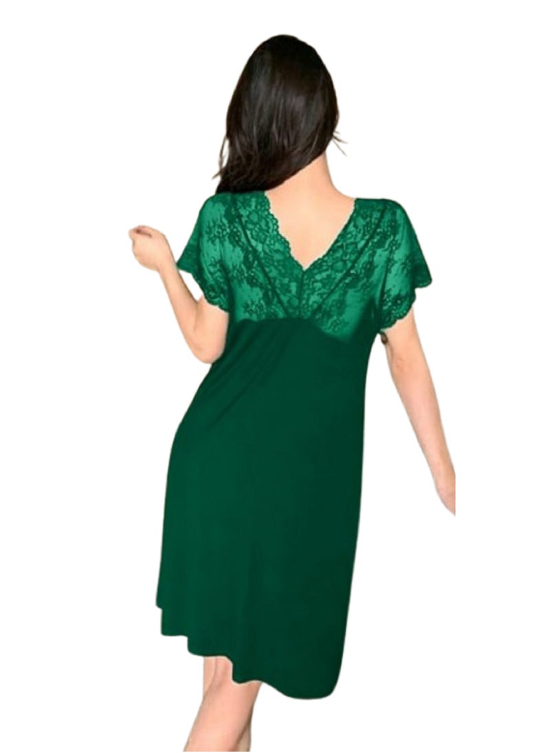 Women's Nightgown with Short Sleeves Adorned with Lace - pzsku/ZC34A498886440CAAFABCZ/45/_/1740397821/b0f9075a-1d91-42a3-a26a-eb52bb23b306