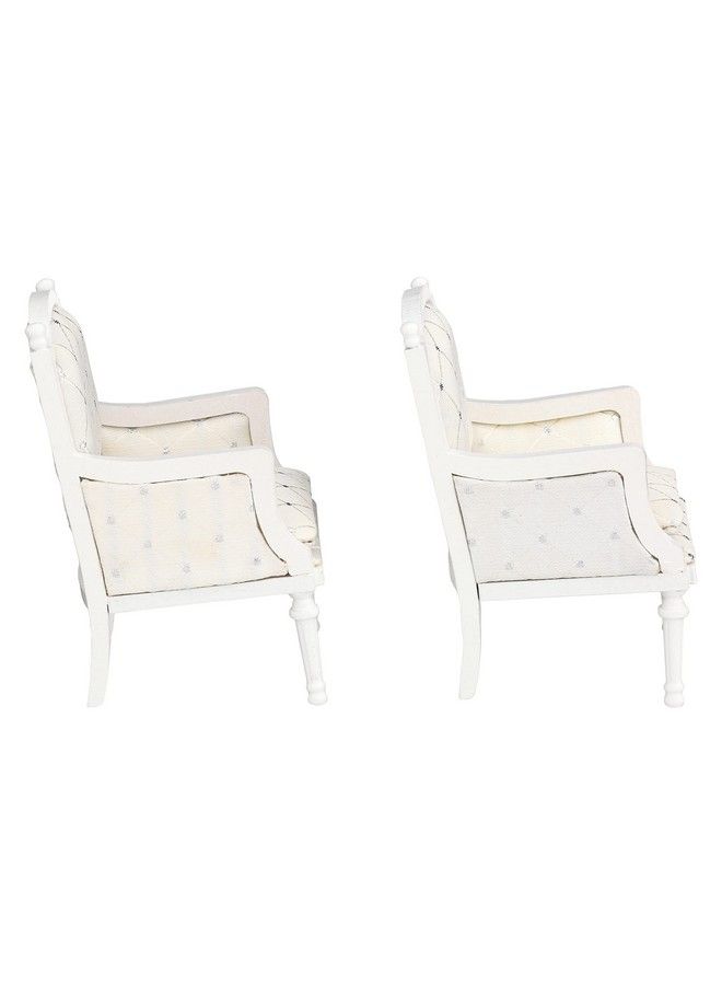 Inusitus Wooden Dollhouse Armchairs Set Of 2 Dinning Lounge Chairs For Doll Houses Miniature Furniture White Upholstered For 3 Inch To 6 Inch Dolls - Image 3