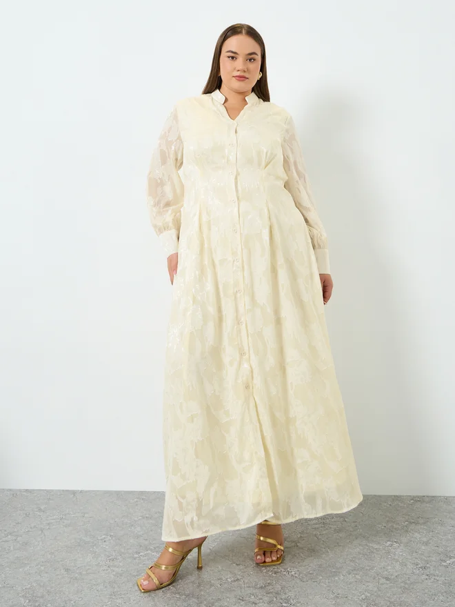 Styli  Styli Plus Size Jacquard A-Line Maxi Dress for Women | Best Price UAE