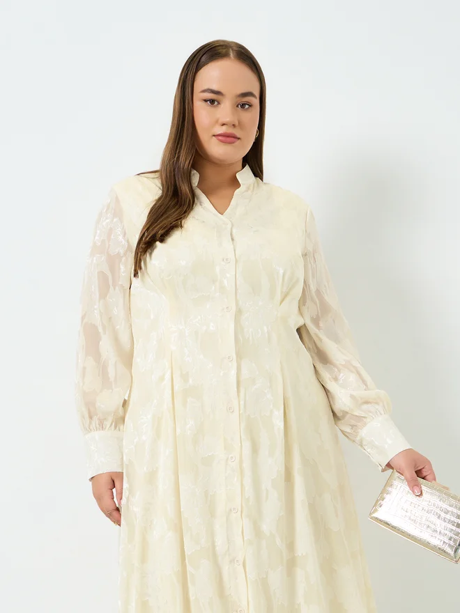 Styli  Styli Plus Size Jacquard A-Line Maxi Dress for Women | Best Price UAE