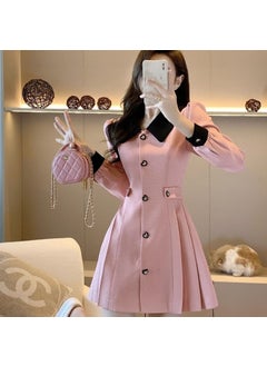 Generic French Style Small Fragrance Wind Dress Womens Pink Spring New Small Size Waist Inward Slimming Hot Selling Commute Coat Pink 
