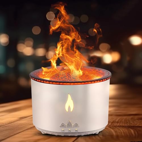 Rexez Volcano Humidifier, Humidifier, Jellyfish and Flame Mist Mode, Essential Oil Diffuser with Night Light for Home, Yoga, Office, Spa - Image 1