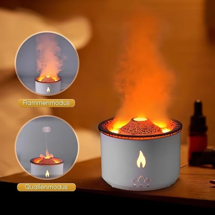 Rexez Volcano Humidifier, Humidifier, Jellyfish and Flame Mist Mode, Essential Oil Diffuser with Night Light for Home, Yoga, Office, Spa - Image 4