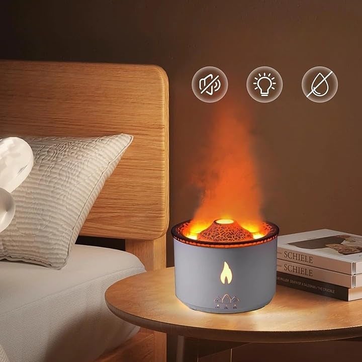 Rexez Volcano Humidifier, Humidifier, Jellyfish and Flame Mist Mode, Essential Oil Diffuser with Night Light for Home, Yoga, Office, Spa - Image 2