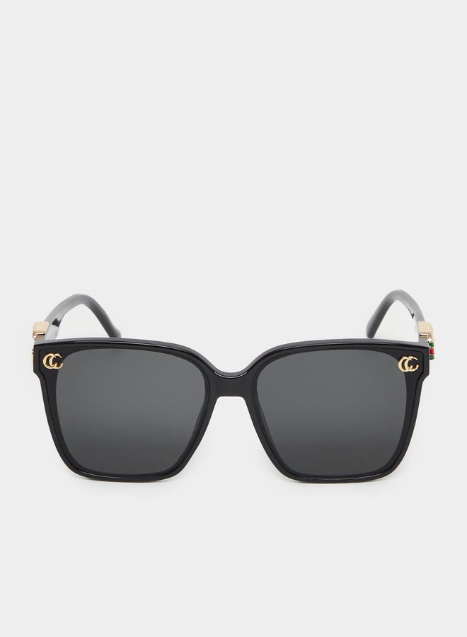 Styli Black Square CC Detail Sunglasses - Image 2