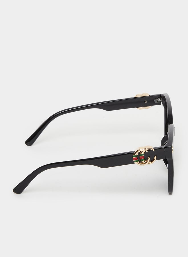 Styli Black Square CC Detail Sunglasses - Image 3