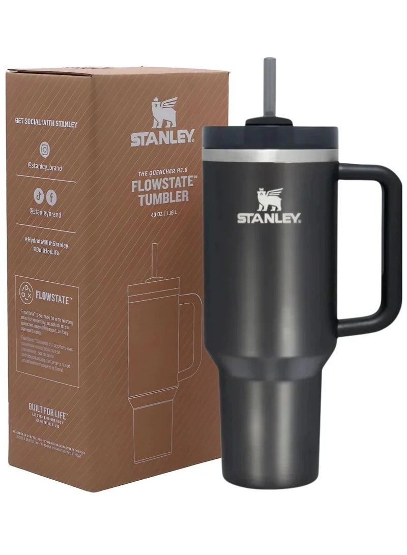 Stanley Quencher H2.0 FlowState Vacuum Insulated Tumbler – 40oz Black Stainless Steel Travel Mug with Lid & Straw | Leakproof Double-Walled Design Keeps Drinks Hot for 7 Hours & Cold for 24 Hours | Durable, Reusable, Cup Holder Friendly Bottle for Coffee, Water & On-the-Go Hydration  - Image 1