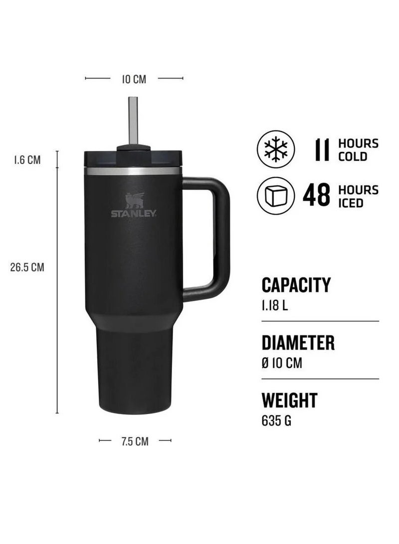 Stanley Quencher H2.0 FlowState Vacuum Insulated Tumbler – 40oz Black Stainless Steel Travel Mug with Lid & Straw | Leakproof Double-Walled Design Keeps Drinks Hot for 7 Hours & Cold for 24 Hours | Durable, Reusable, Cup Holder Friendly Bottle for Coffee, Water & On-the-Go Hydration  - Image 4
