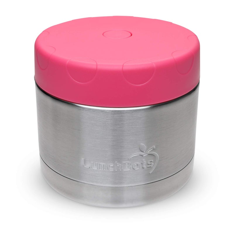 LunchBots 12oz thermos Stainless Steel Wide Mouth - Insulated thermos With Vented Lid - Keeps Food Hot or Cold for Hours - Leak-Proof Portable Thermal Food Jar is Ideal for Soup - 12 ounce - Pink - Image 1