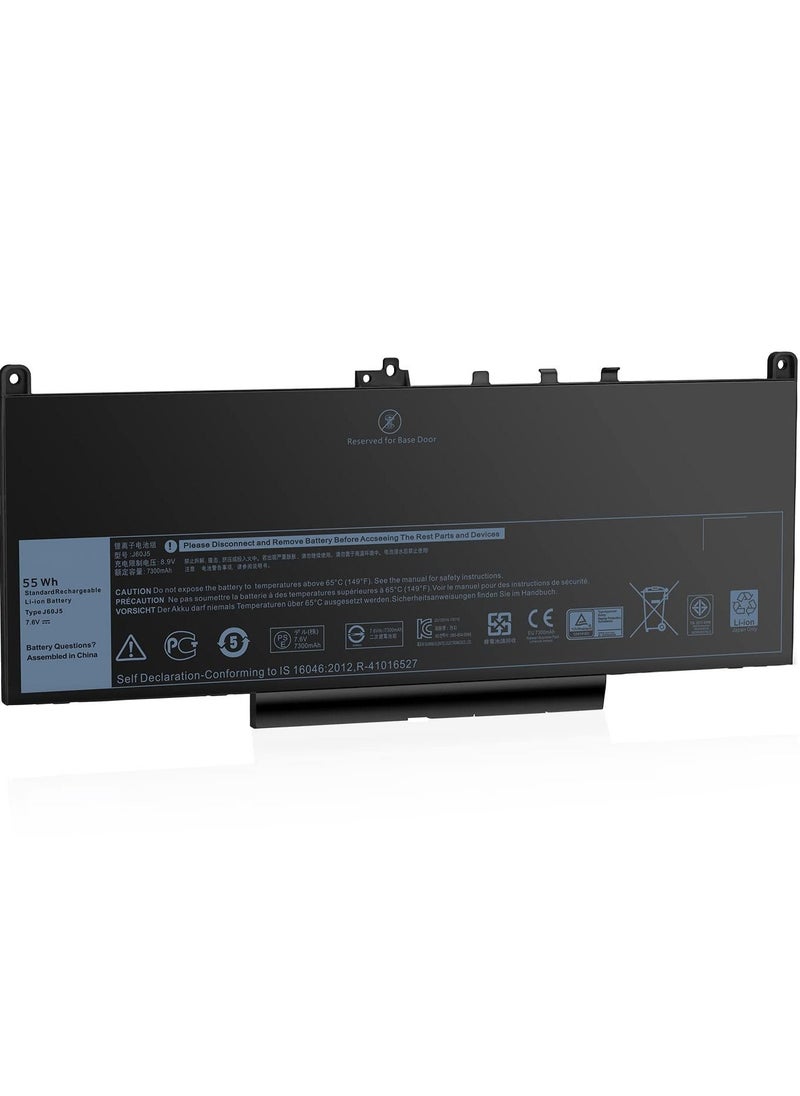 Generic - J60J5 E7470 Laptop Battery Replacement - for Dell Latitude E7470 E7270 P26S001 P61G001 Series Laptop 451-BBSU 451-BBSY 451-BBSXB MC34Y PDNM2 242WD R1V85 High Performance [7.6V/55Wh] - Image 1