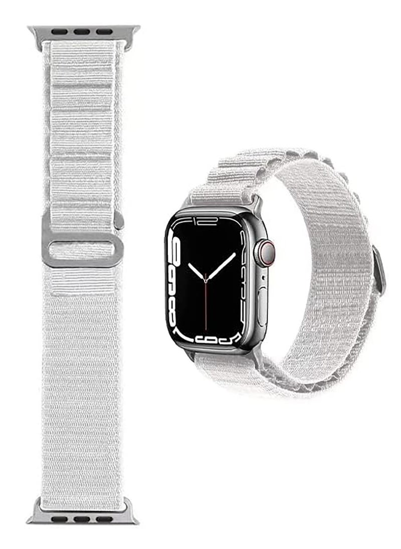 Generic - For Apple Watch All Series (42 44 45mm) & Apple Watch Ultra (49mm) Nylon Sport Replacement Strap Bands With Adjustable Closure - White - Image 1