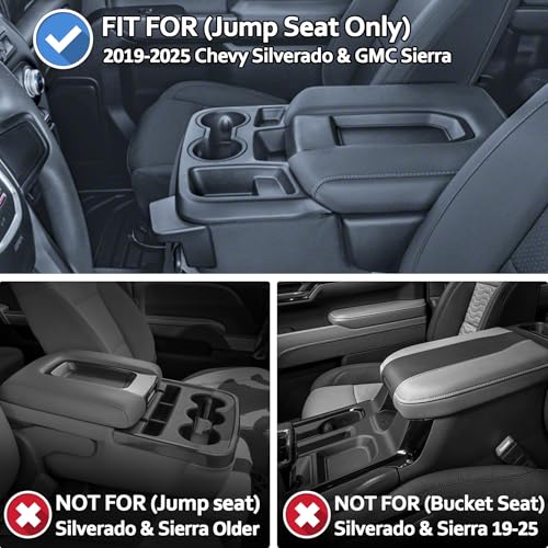TOPINSTALL Center Console Organizer Tray Compatible with 2019-2025 Chevrolet Silverado/GMC Sierra 1500, 2020-2025 Silverado/Sierra 2500HD 3500HD, Armrest Storage Organizer (Split-Bench Folding Seat ONLY) - Image 2