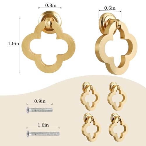 BECHAEO 12 Pack 55mm Brushed Brass Gold Cabinet Knobs Zinc Alloy Gold Dresser Knobs Drawer Pulls Flower Ring with Screws Cupboard Drawer for Kitchen Bedroom Bathroom - Image 3