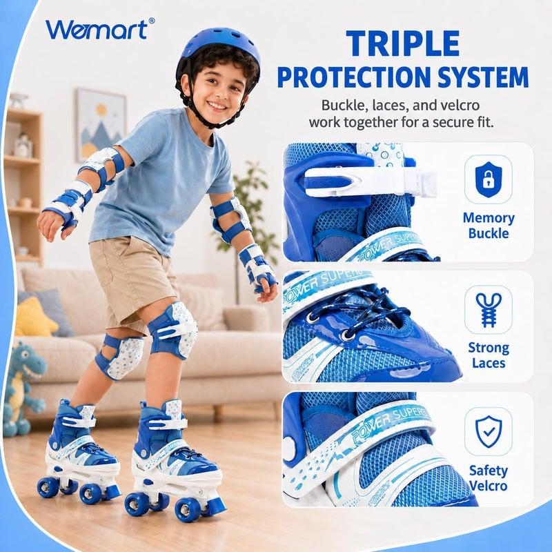 Wemart Roller Skates for Kids, Shine Skates 4 Size Adjustable Roller Skates with Light up Wheels for Girls, Teens, Outdoor Rollerskates for Beginners & Advanced - Image 4