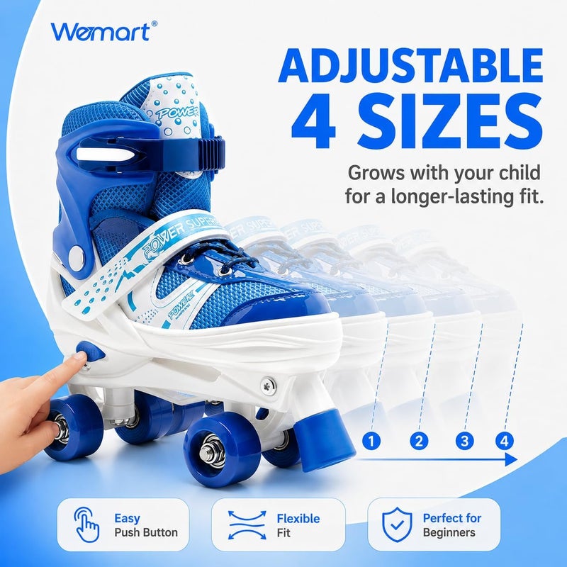 Wemart Roller Skates for Kids, Shine Skates 4 Size Adjustable Roller Skates with Light up Wheels for Girls, Teens, Outdoor Rollerskates for Beginners & Advanced - Image 2