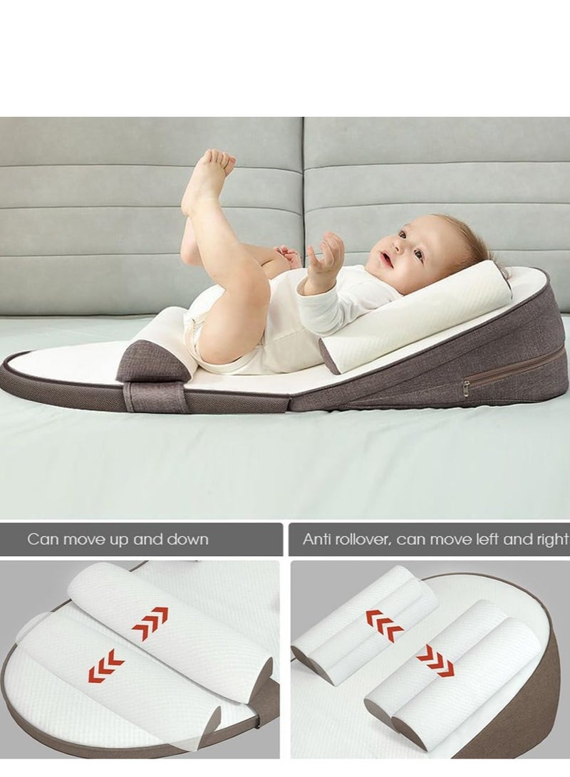 TRASSLE Baby Nests, Baby Lounger, Infant Travel Bed,Baby Nest Ultra Soft, Anti-spitting Ramp Pillow, 0-30° Height Adjustable Relieves Vomiting Milk, Intestinal Colic - Image 4