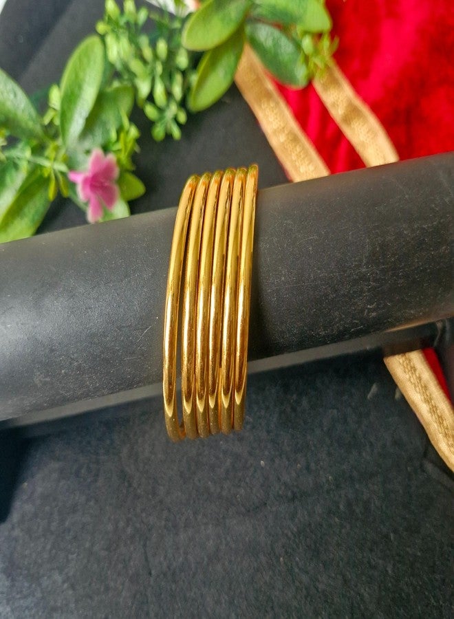 طقم أساور ذهبية سادة مضادة للتشوه من AAIKU، وزن 1 غرام، للاستخدام اليومي، المكتب، حفلات الزفاف للنساء والفتيات، يمكن استخدامها بسهولة في الماء (6، 2.8). - Image 3