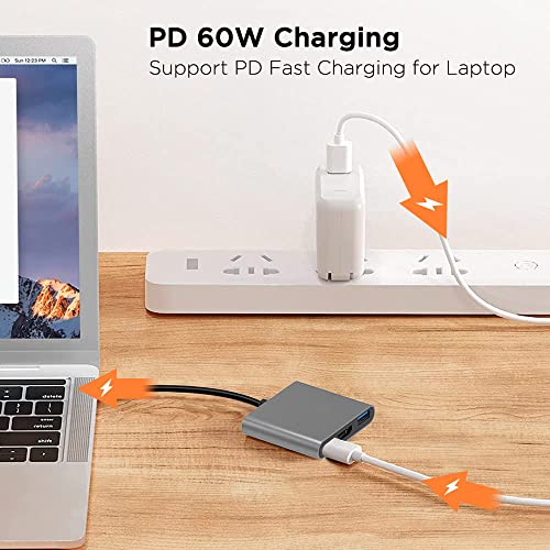Tobo USB 3 in 1 HUB Type-C to HDMI/PD/USB Thunderbolt 3 Type C Female with USB 3.0 5Gbps Port Converter Adapter-TD-221TC. - Image 5