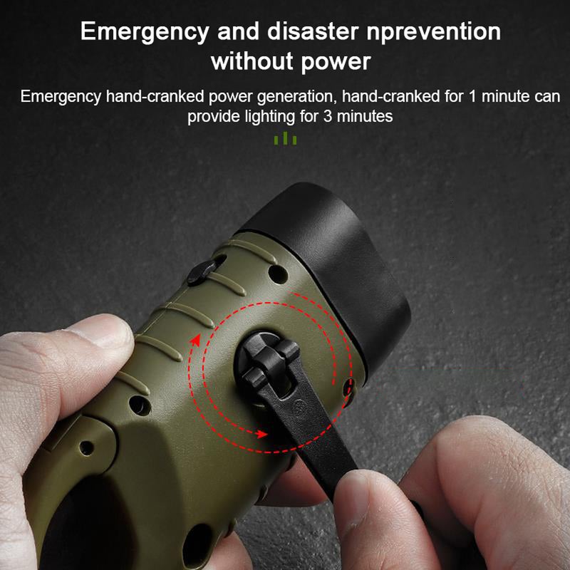 Portable LED Flashlight Hand Crank Dynamo Torch Lantern Multifunctional Solar Power Rechargeable Tent Light for Outdoor Camping Hiking High Brightness Emergency Light - Image 3