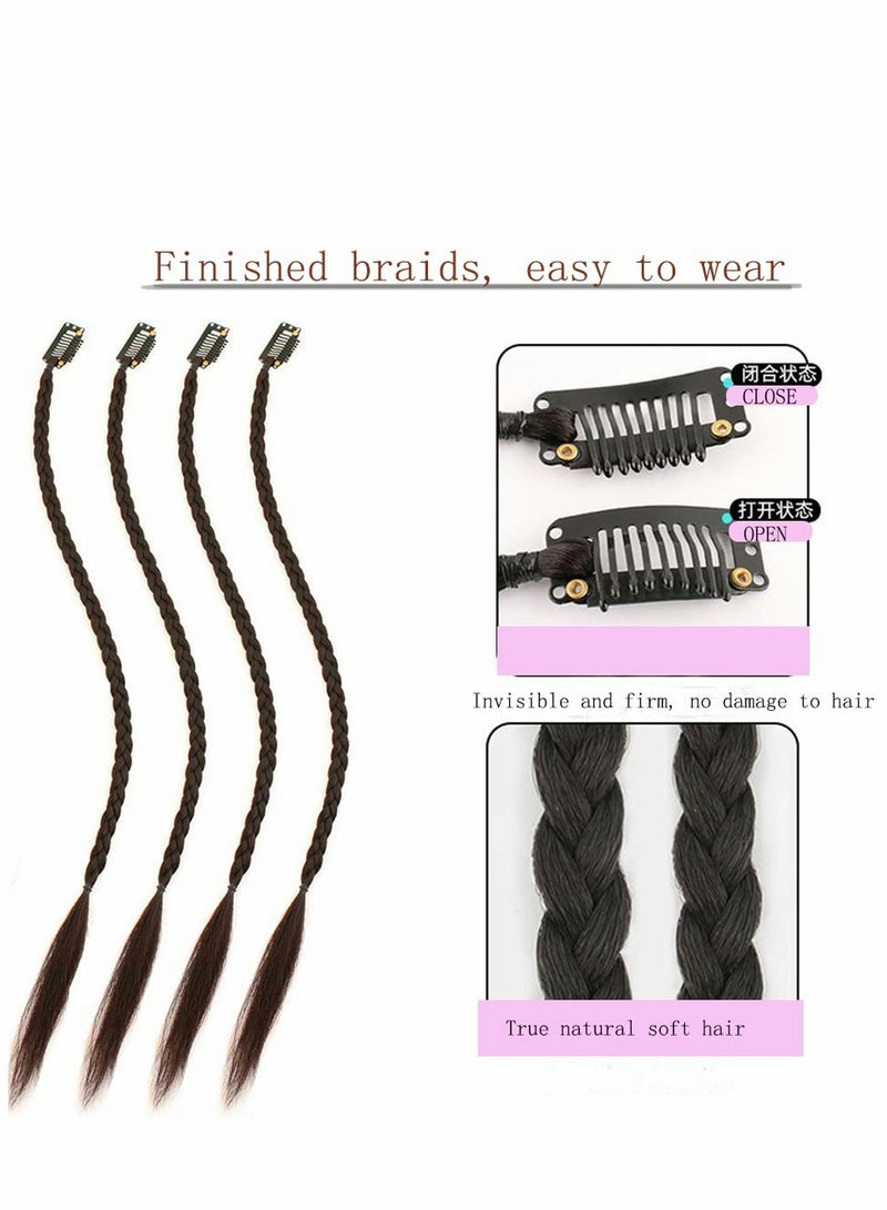 Excefore Baby Braids Hair Extensions, 4PCS Tiny Extensions 17 Long Natural Soft Synthetic Hairpieces for Women Daily Wear - Black - Image 4