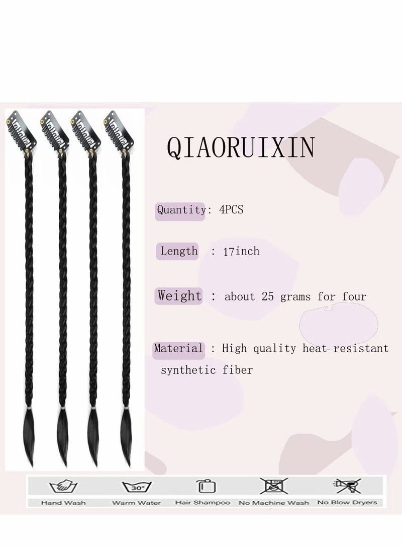 Excefore Baby Braids Hair Extensions, 4PCS Tiny Extensions 17 Long Natural Soft Synthetic Hairpieces for Women Daily Wear - Black - Image 5